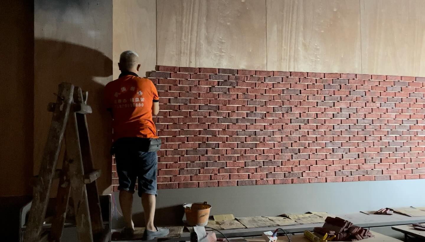 Putting up this big brick wall. #TheHUB